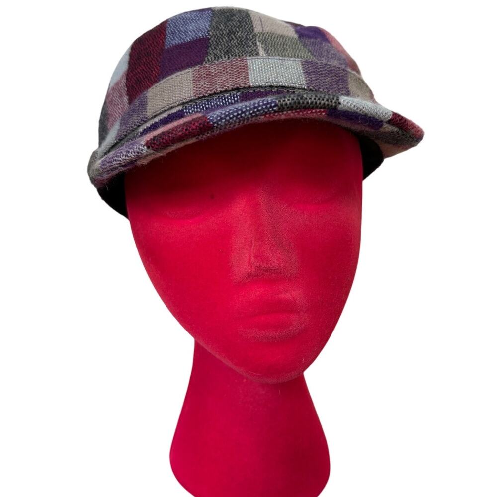 Plaid Newsboy Baker Boy Cap Purple Burgundy Retro Preppy Hat